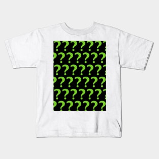 Green Question Marks Enigma pattern Kids T-Shirt